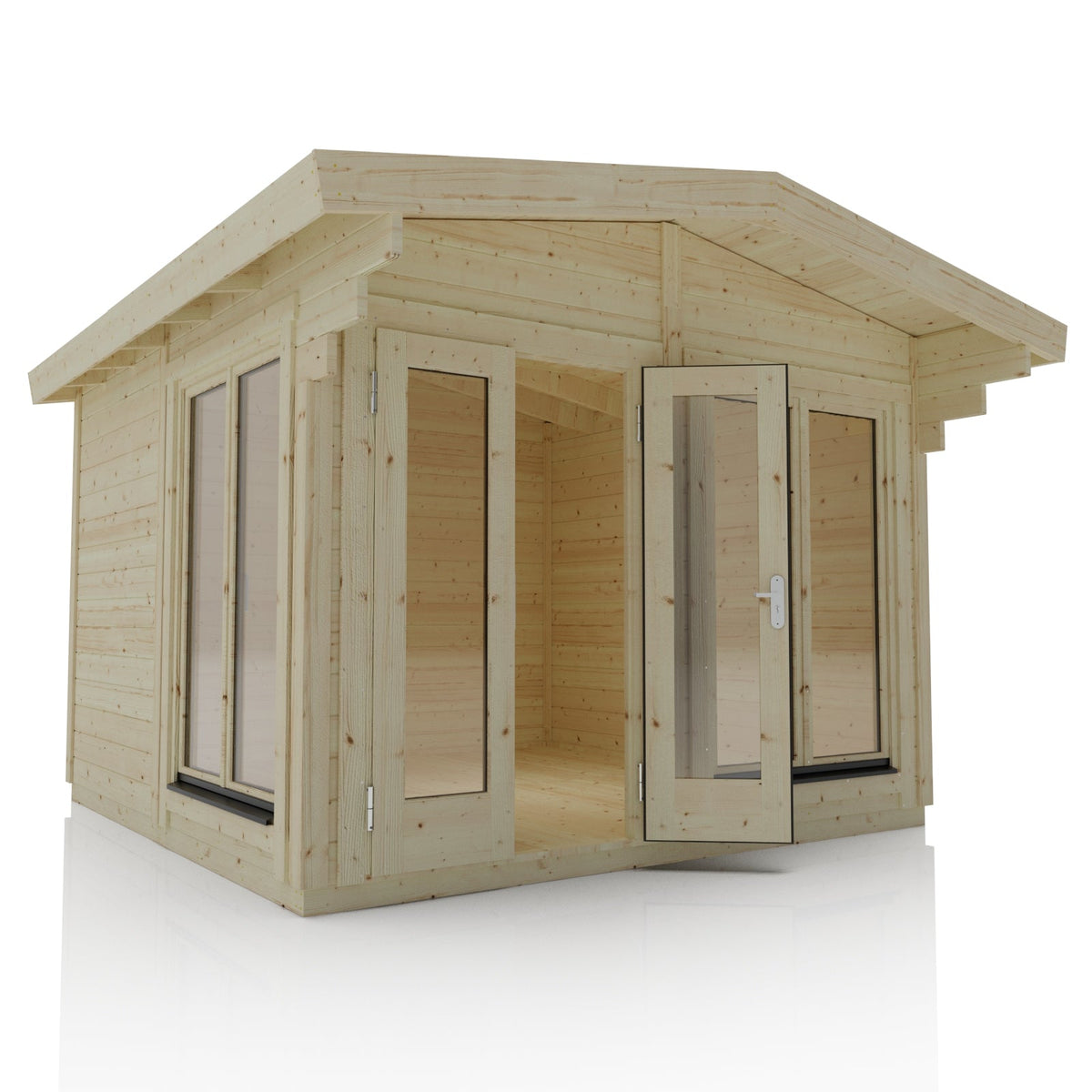 Cabin with Full glass double door 2x double windows