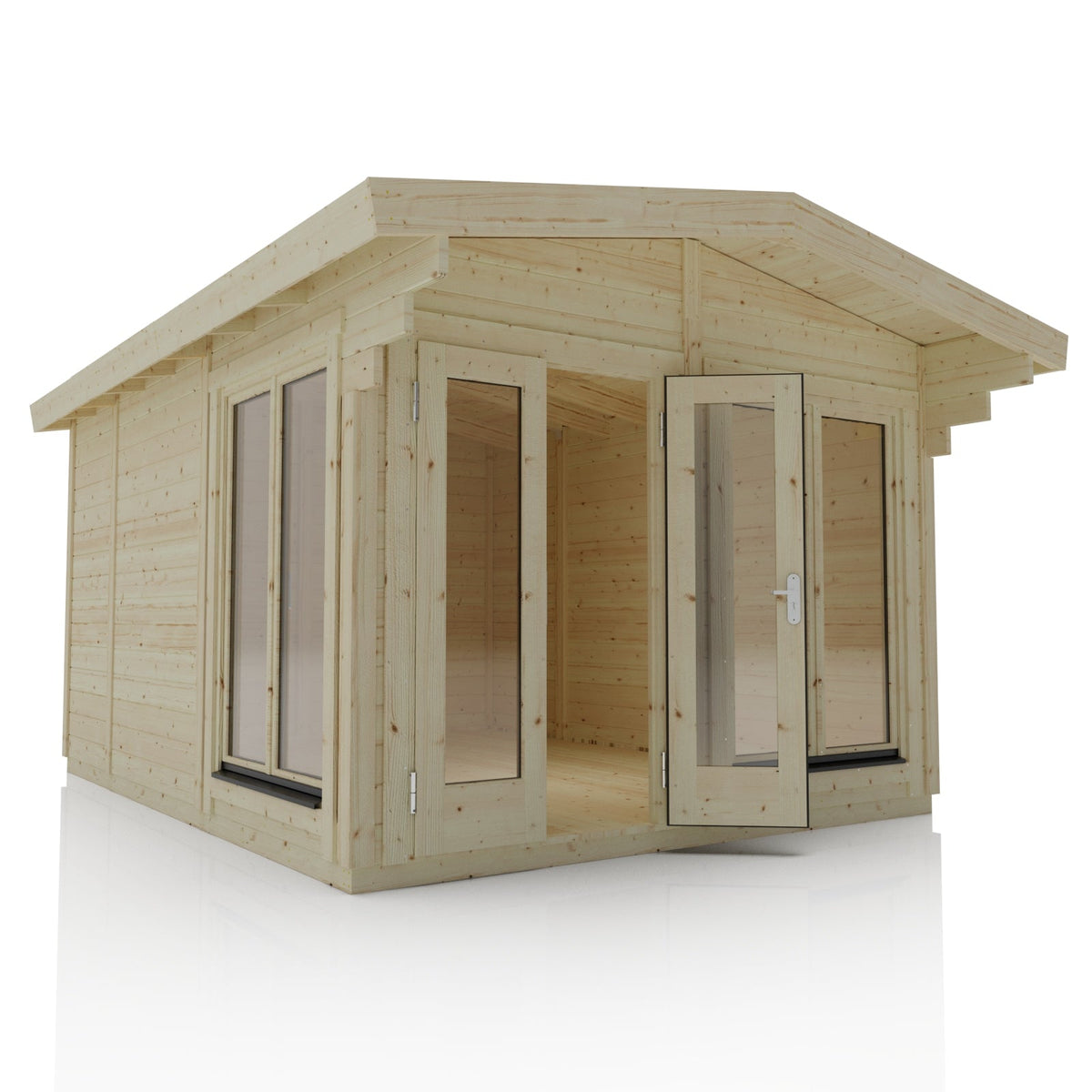 Cabin with Full glass double door 2x double windows