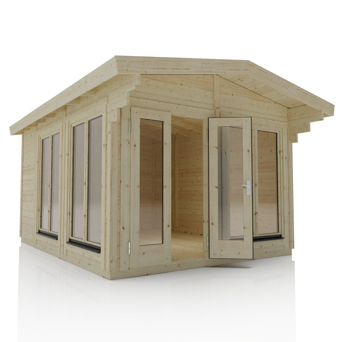 Cabin with Full glass double door 3x double windows